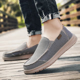 Hnzxzm Summer Denim Canvas Men Breathable Casual Shoes Outdoor Non-Slip Sneakers Comfortable Driving Shoes Men's Loafers Big Size 39-47