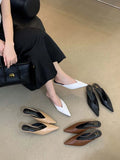 Hnzxzm Pointed Toe Women Slides Slippers 2024 New Arrivals Fashion Outside Dress Shoes Thin Mid Heels White Black Khaki Brown Casual