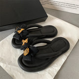 Hnzxzm Summer Women Slippers Fashion Bowknot Flip Flops Beach Shoes for Women Non-slip EVA Slippers Outdoor Women Shoes