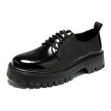 Hnzxzm Men's Oxford Shoes Patent Leather Men's Office Shoes Men's Formal Shoes Formal Lace-up Heightened Black Leather Shoes