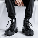 Hnzxzm Spring Autumn New Designer Boots for Men New Designer Black Platform Leather Shoes Male Fashion Casual Increase Ankle Boots Man