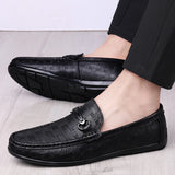 Hnzxzm New Black Loafers Men's Leather High Quality Designer Men's Shoes Leather Shoes Soft Sole Comfortable Casual Shoes Moccasin