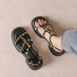 Hnzxzm New Summer Thick Bottom Willow Ingot Open Toe Height Increasing Soft Bottom Roman Sandals