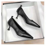 Hnzxzm Women Pumps Thin Heel Pointed Toe High Heels Women Soft Leather Soft Sole Versatile Comfortable Single Shoes Casual Solid Shoes