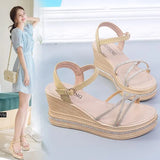 Hnzxzm Sandals for Women Ladies Shoes One Word Footwear Roman Style Summer 2024 Platform Wedges Heel