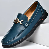 Hnzxzm British Style Casual Leather Men Dress Blue Breathable Business Leather Shoes Handmade Loafers Classic Men Wedding Oxfords Flats