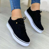 Hnzxzm New Women's Low-top Vulcanized Shoes Round Toe Casual Shoes Flat Shoes Lace-up Walking Shoes Women Versatile Comfortable