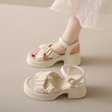 Hnzxzm Fairy Style Thick Soled Sandals for Women Wearing Summer 2024 New Thick Heel Cross Strap Fashionable Beach Shoes