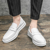 Hnzxzm Korean Fashion Men's Leather Shoes Casual Business Shoes Fashion Trendy White Leather Shoes Suit Formal Leather Shoes