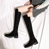 Hnzxzm Shoes for Woman Middle Heel Footwear Winter Knee High Shaft Women's Boots Long Flat Gothic Spring Autumn Demi-season Quality Hot