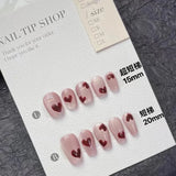 Hnzxzm 10pcs Shiny Porcelain White Cat Eyes Fake Nails Pink Jasmine Tea Short Handmade Press On Nail With Glue Wearable False Nail Tips