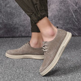 Hnzxzm Fashion Men Casual Shoes Cow Suede Leather Spring Men Flats Lace up Male Oxfords Men Genuine Leather Shoes