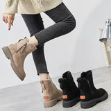 Hnzxzm - 2023 Women's Snow Boots Winter Mid-Tube Plus Velvet Thickened Warm Cotton Shoes Fur Integrated Fashion Platform Female Booties