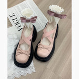 Hnzxzm Women Bow Marie Jane Shoes Platform Fashion Mid Heels Sandals New Pumps Lolita Shoes Dress Casual Chunky Designerm Mujer Shoes