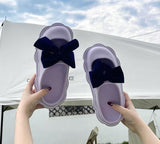 Hnzxzm 2022 Fashion Baotou Slippers Women's Summer Indoor Home Thick Cloud Non-slip Bow Sandals Girls Outside Flat Shoes