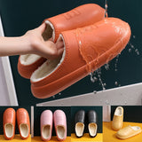 Waterproof Non-Slip Home Slippers Winter Warm Home Women Indoor Cotton Non-Slips Ladies Soft Slippers Memory Foam Couples Shoes