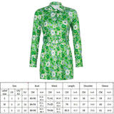 YiYiMiYu Y2K Fashion Wrap Floral Print Summer Casual Beach Sexy Mini Dress Women Chic Green Pink Long Sleeve Blouse Dress 2021