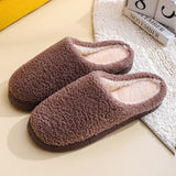 Winter Household Fur Slippers for Home Floor Slides Warm Plush Solid Color Family Slippers Shoes Soft Pantuflas Sandals