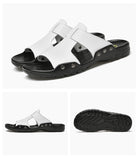 Hnzxzm  Genuine Leather Slippers Summer Men Shoes Casual Outdoor Flip Flop Indoor Non-Slip Fashion Beach Sandals Big Size 37-52