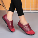 Women Genuine Leather Mules Casual Flats Metal Buckle Loafers Women Ballet Flats Patchwork Designed Zapatos De Mujer