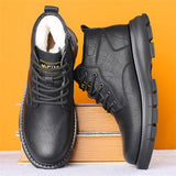 2021 Man's Genuine Leather Boots Winter Snow Shoes Wool Inner Anti slip Father Ankle Boots Waterproof Man Snow Boots
