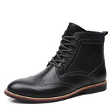 Hnzxzm Autumn Genuine Leather Men Boots Big Size 38-47 Vintage Brogue Mens Shoes Casual Fashion Lace-up  Boots For Man botas hombre