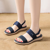 Hnzxzm Summer Shoes Women Bohemian Sandals Holiday Shoes Casual Women Sandals Soft Ladies Beach Sandals Plus Size 42 Blue