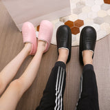 Winter Women Indoor Cotton Slippers Water-proof with Plush Warm Shoes Non-Slip Couple Dual-Use Cotton Slippers Men Home Sandals