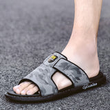 Hnzxzm High Quality New Men Slippers Summer Leather Fashion Man Casual Beach Sandals Outdoor Non-slip Lazy Pedal Flip Flop 46