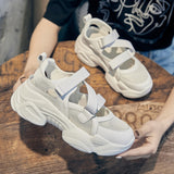 100% Genuine Leather Shoes Women Sneakers Thick Sole Summer Women Sandals Casual Woman Height Increasing White Shoes A3507