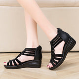 Comfortable Wedge Sandals Women Summer Shoes Elegant Ladies Rome Sandals Fashion Brand Female Sandalias Black Wedge Heels A1629