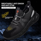 Summer Safety Shoes steel toe Men, Fashion Anti-smashing Men's Work Shoes, Black Breathable Comfortable Sports Shoes seguridad