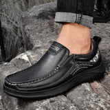 Hnzxzm Men's Genuine Leather Shoes 38-48 Head Leather Soft Anti-Slip Rubber Loafers Shoes Comfortable Man Casual Business Shoes