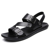 Hnzxzm Genuine Leather Sandals Men Shoes Brand Men Casual Shoes Men Slippers Summer Beach sandalias hombre Comfort Flip Flops