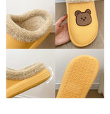 Hnzxzm Women Winter Waterproof Cartoon Comfotable Slippers WarmNon-Slip Plush Cotton Home Heel Suitable  Indoor and Outdoor