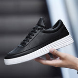 Hnzxzm Men Sneakers Soft Leather Casual Shoes Fashion Mens Brand Sneakers High Quality Men's White Shoes Black