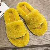 Hnzxzm Home Slippers Women's Flat Shoes Female Lady Fur Flip Flops Slides 2022 Soft Plush Cotton Ytmtloy Indoor Winter Zapato Mujer