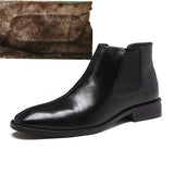 Autumn Winter Men's Chelsea Boots Leather Casual Shoes Male British Style Slip-on Wedding Dress Short Boot For Man