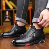 Hnzxzm Genuine Leather Men boots Men's Winter Shoes Fashion wool Snow Boots Shoes Sneakers Ankle Boots Men Casual Shoes Footwear
