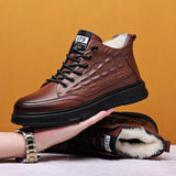 Newly Man Winter Boots Quality Cow Leather Shoes Brand White Warm Thicken wool Ankle Boots 38-44 Men Snow Leather Boots