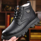 Hnzxzm Man's Genuine Leather Boots Winter Snow Shoes Wool Inner Anti slip Father Ankle Boots Waterproof Man Snow Boots