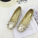 New 2021 Spring Shoes Women Flats Square toe Soft Single Shoes Ladies Brand Shoes Fashion Flat Heel Bowknot ZH2496