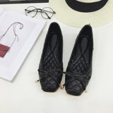 New 2021 Spring Shoes Women Flats Square toe Soft Single Shoes Ladies Brand Shoes Fashion Flat Heel Bowknot ZH2496