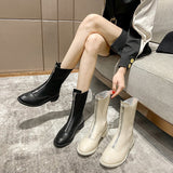 Hnzxzm 2022 Autumn Winter Shoes Women Boots Fashion Ladies Ankle Boots Modern Brand Women Botas Black Beige Plus Size 42 A4178