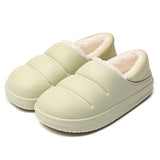Winter Women Fur Slippers Waterproof Warm Plush Household Slides Indoor Home Thick Sole Footwear Non-Slip Solid Couple Sandals