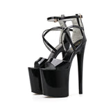 Hnzxzm New model walk show High Heels Sandals sexy fish mouth cross belt waterproof platform T stage nightclub shoes