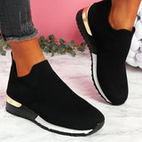 Hnzxzm Solid Color Knit Women Shoes Ladies Slip-On Vulcanized Sneakers Casual Sport Walking Running Mujer Shoes