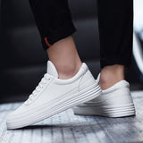 Hnzxzm Men Sneakers Soft Leather Casual Shoes Fashion Mens Brand Sneakers High Quality Men's White Shoes Black