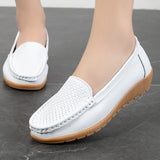 Ladies Casual Loafer Shoes Classic Woven Uppe Women Leather Shoes Soft Comfortable Wedge Sole TPR Nurse Shoes