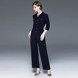 Women&#39;s 2019 autumn new fashion lapel cropped sleeves autumn section jumpsuit